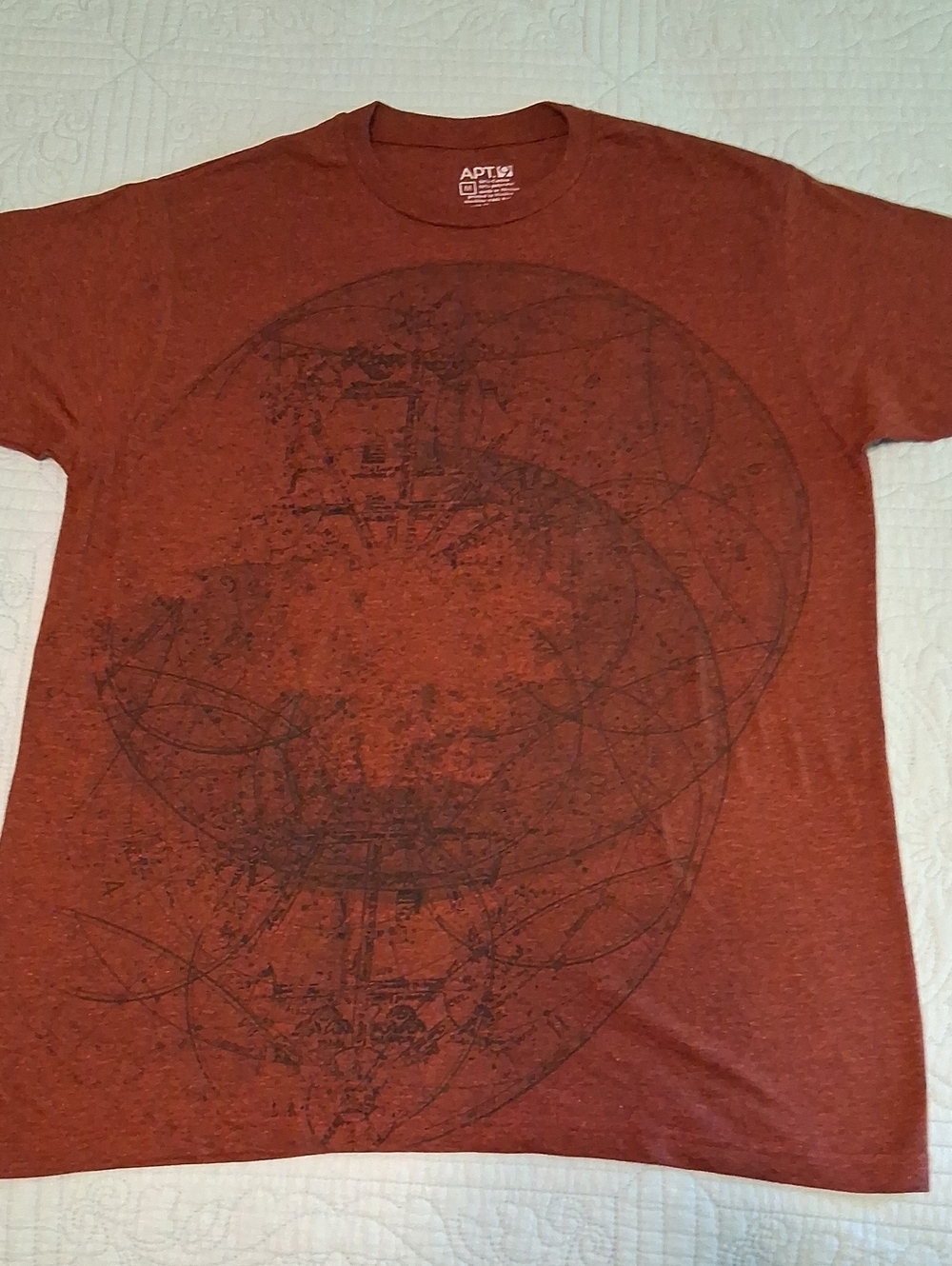 Apt. 9 Men's  Heathered Rust Orange Short-Sleeve Graphic Tee, VGUC